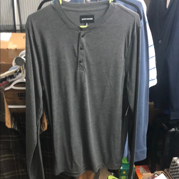 Lucky Brand Gray Long Sleeve Henley Tee - Picture 1 of 6